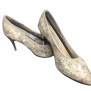 Iridescent Sparkle Lace Wedding Bride Heels 6